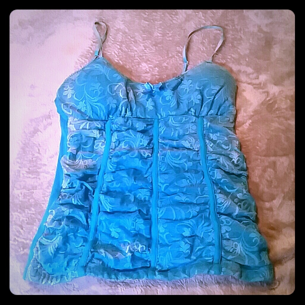 Blue, lace tank top